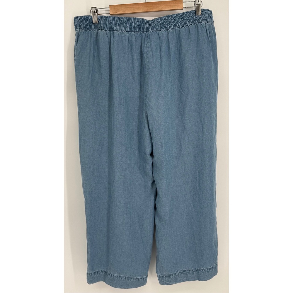 Zac & Rachel Petite Blue Lyocell Wide Leg Cropped Drawstring Pants Pockets Sz L - Picture 6 of 11